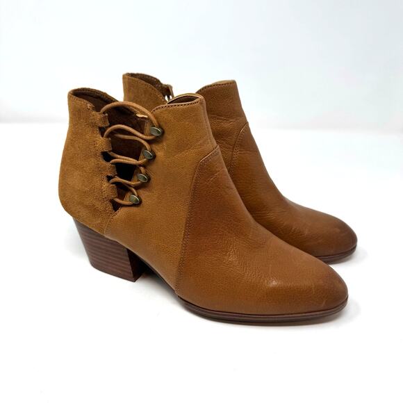 ALDO Montasico Leather Suede Boots Booties Size 6.5 Brown Side Zip Boho Western - Picture 1 of 10